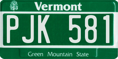 VT license plate PJK581