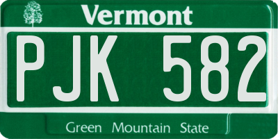 VT license plate PJK582