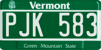 VT license plate PJK583