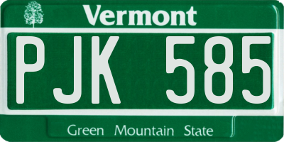 VT license plate PJK585