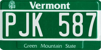 VT license plate PJK587