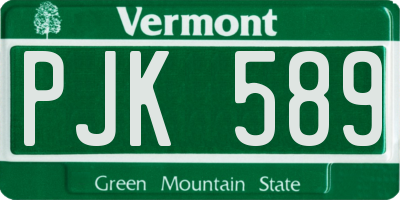 VT license plate PJK589