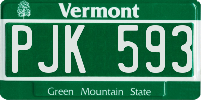 VT license plate PJK593