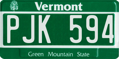 VT license plate PJK594