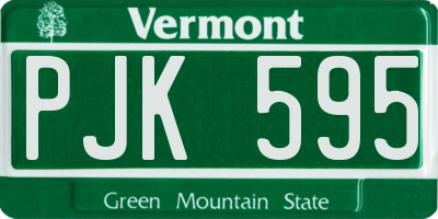 VT license plate PJK595