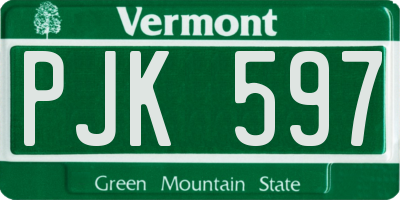 VT license plate PJK597