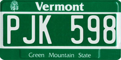 VT license plate PJK598