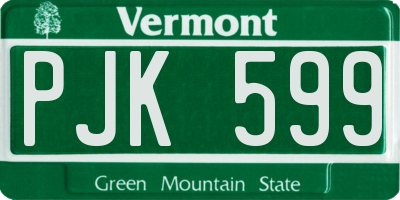 VT license plate PJK599