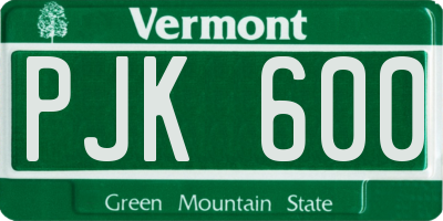 VT license plate PJK600