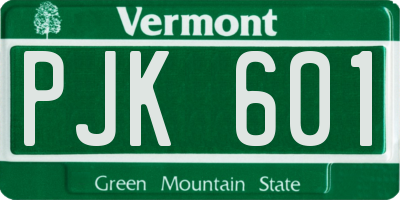 VT license plate PJK601