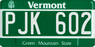 VT license plate PJK602