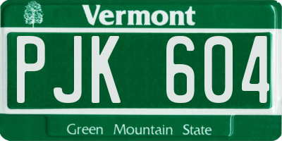 VT license plate PJK604