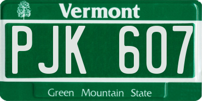 VT license plate PJK607