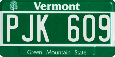VT license plate PJK609
