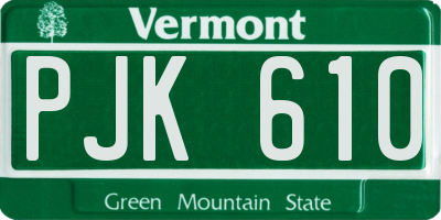 VT license plate PJK610
