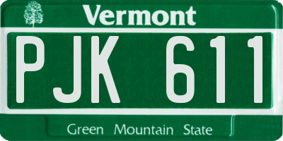 VT license plate PJK611