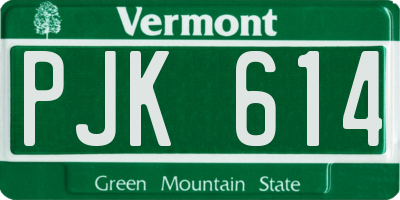 VT license plate PJK614