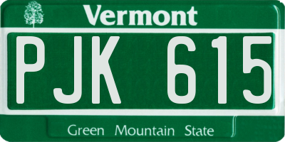 VT license plate PJK615