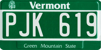 VT license plate PJK619