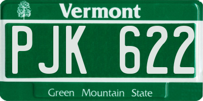 VT license plate PJK622
