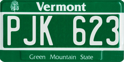VT license plate PJK623