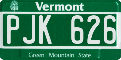VT license plate PJK626