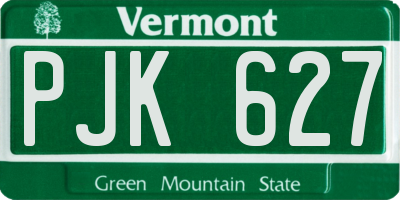 VT license plate PJK627