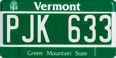 VT license plate PJK633