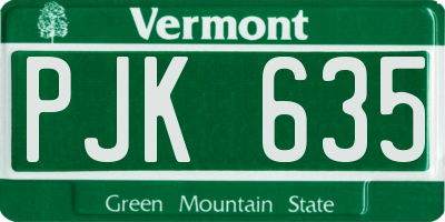 VT license plate PJK635