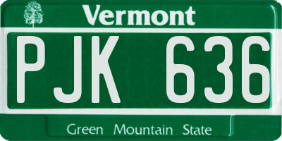 VT license plate PJK636