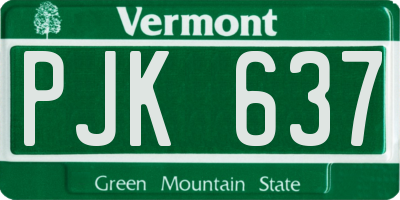 VT license plate PJK637