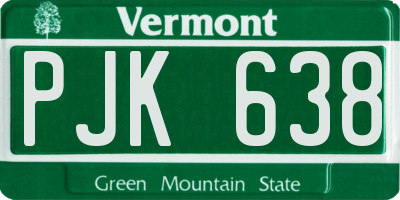 VT license plate PJK638