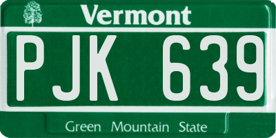 VT license plate PJK639
