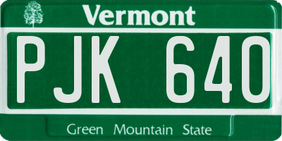 VT license plate PJK640