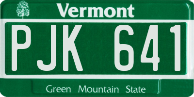 VT license plate PJK641