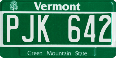 VT license plate PJK642