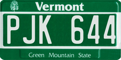 VT license plate PJK644