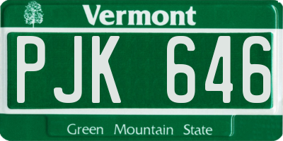 VT license plate PJK646