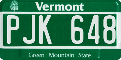 VT license plate PJK648