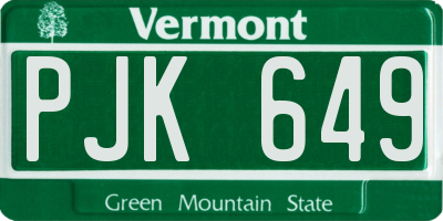 VT license plate PJK649