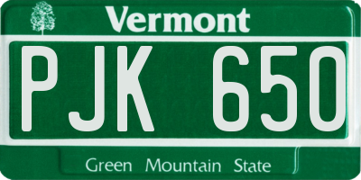 VT license plate PJK650