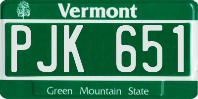 VT license plate PJK651
