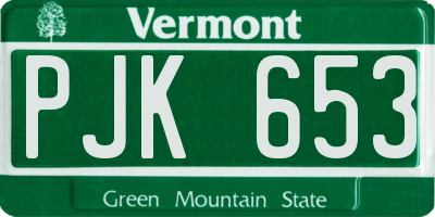 VT license plate PJK653