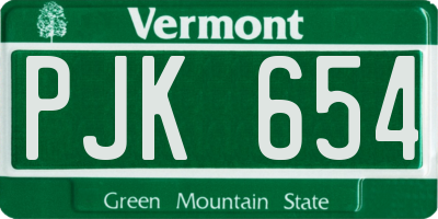 VT license plate PJK654
