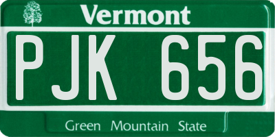 VT license plate PJK656