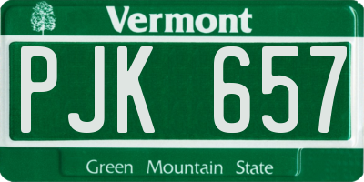 VT license plate PJK657