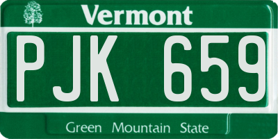 VT license plate PJK659