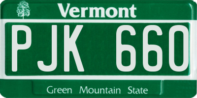 VT license plate PJK660