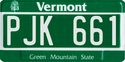 VT license plate PJK661