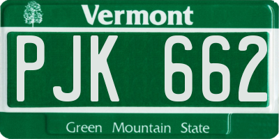 VT license plate PJK662